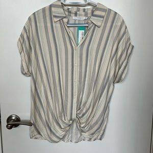 Lush Twist Front Button Down Top NWT